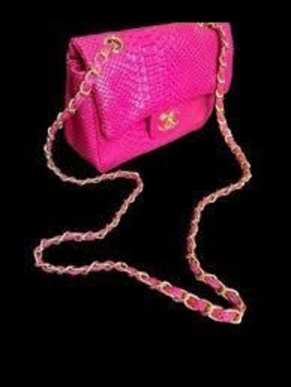 👛 2014 RARE FIND Hot Pink Cc Python Print Bag🌸 - Picture 2 of 7